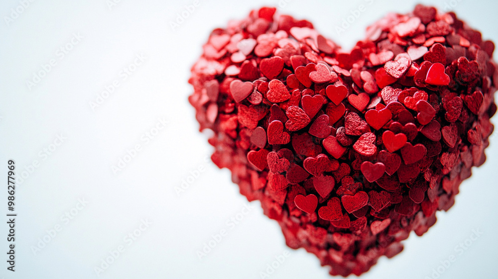 Abstract heart made of red overlapping hearts on a white background - minimalistic love and romance themed vector illustration. Abstract heart made of red overlapping hearts on a white background - minimalistic love and romance themed vector illustration.