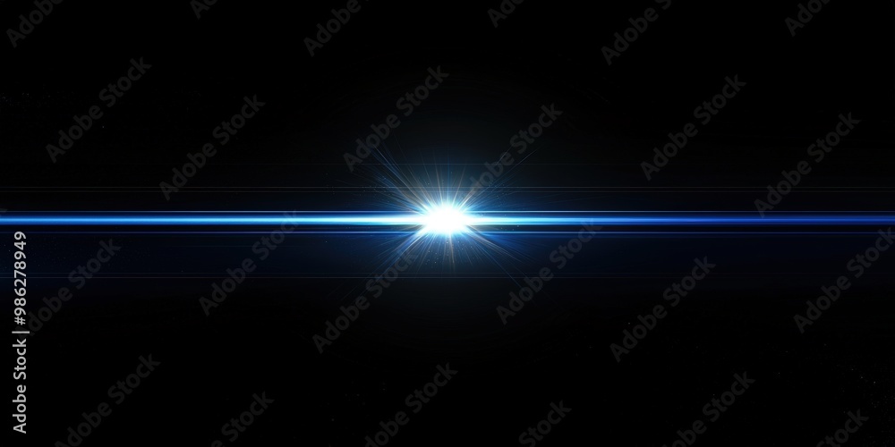 Fototapeta premium Blue light flare on black