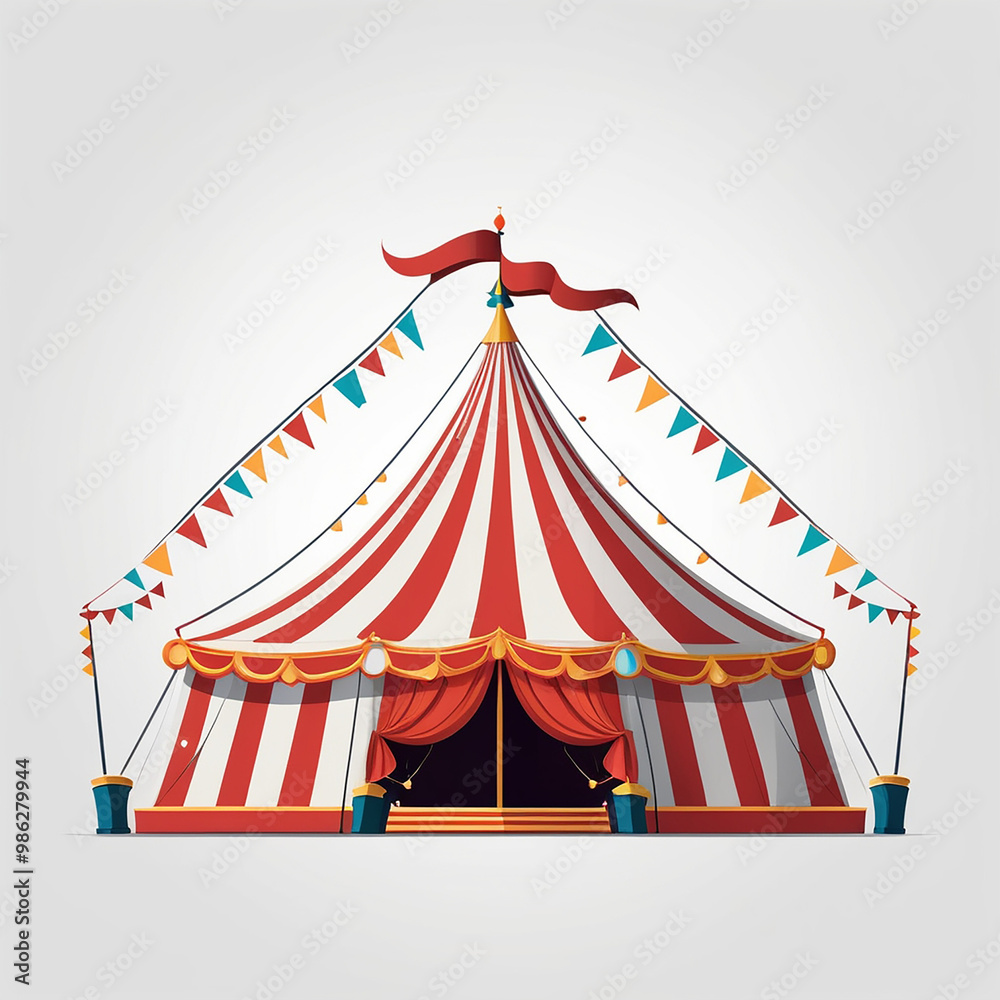 Circus Tent for Exciting Show white backgrund