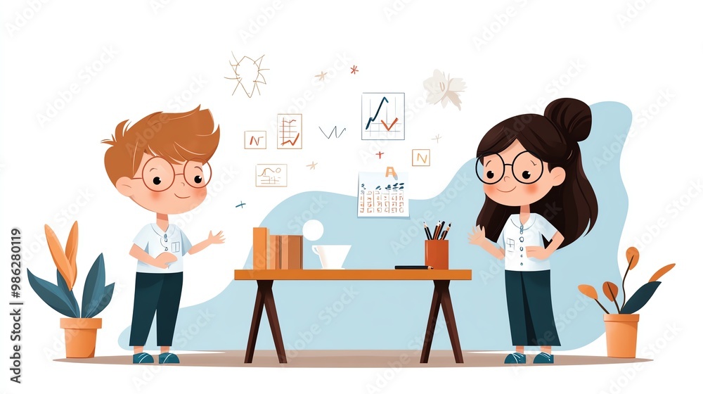 Teacher demonstrating mathematical concepts with colorful visuals, visual learning Teacher demonstrating mathematical concepts with colorful visuals, visual learning
