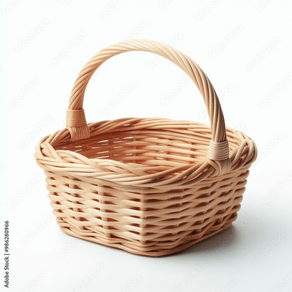Empty new wooden wicker basket isolated on white backgrounds Empty new wooden wicker basket isolated on white backgrounds