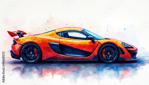 red-orange sports car photo