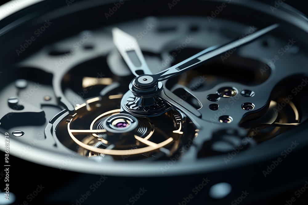 Close-up image of a luxury mechanical watch showcasing intricate gears and precision craftsmanship in dark lighting. Close-up image of a luxury mechanical watch showcasing intricate gears and precision craftsmanship in dark lighting.
