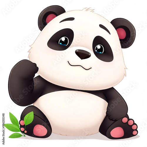 Panda Thinking Cartoon image white background