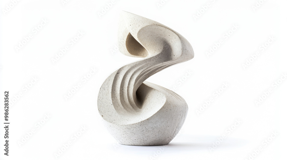 Minimalist sculpture isolated on a white background, detailed and clear, professional studio lighting