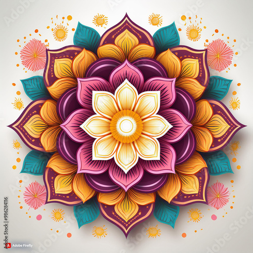 Floral flower mandala design white background