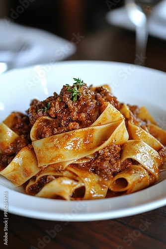 Pappardelle al Cinghiale: Wide pasta served with a wild boar ragu.