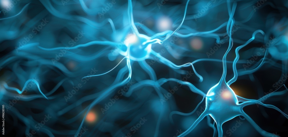 An abstract representation of neurons showcasing vibrant blue connections and glowing nodes, ideal for science and technology themes. An abstract representation of neurons showcasing vibrant blue connections and glowing nodes, ideal for science and technology themes.