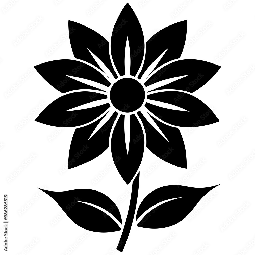 Flower icon black silhouette style vector art Flower icon black silhouette style vector art