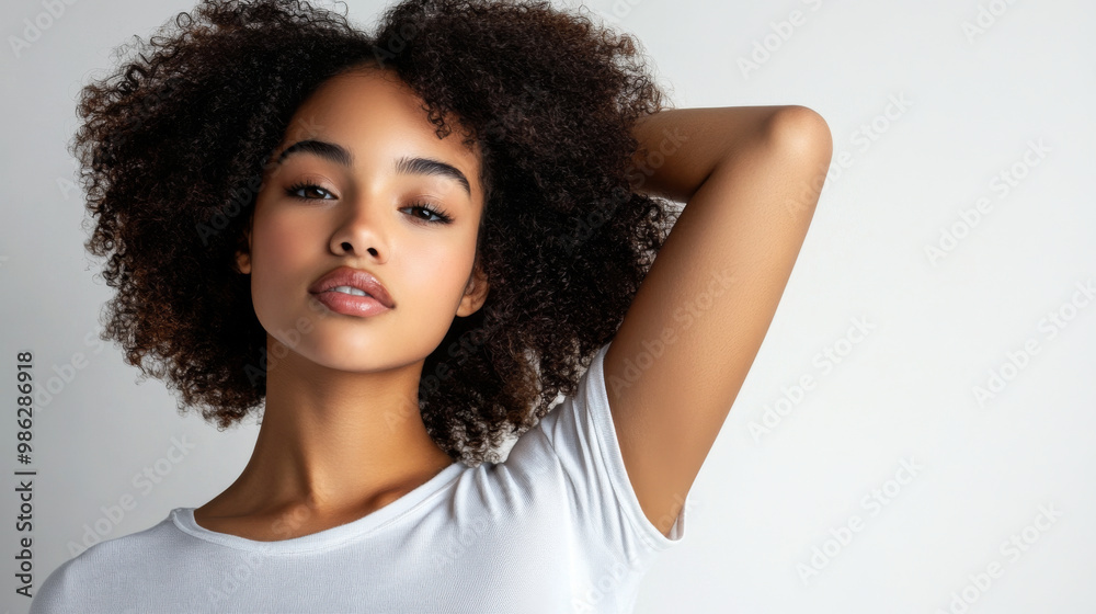 Stock photo featuring a model on a white background, clean and crisp, professional studio setup Stock photo featuring a model on a white background, clean and crisp, professional studio setup
