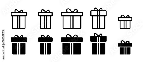Christmas gift set icon. Surprise gift boxes collection. Vector illustration.