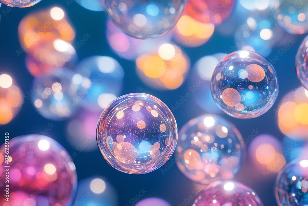 Colorful bubbles float in a dreamy background, creating a whimsical and magical atmosphere, perfect for festive themes. Colorful bubbles float in a dreamy background, creating a whimsical and magical atmosphere, perfect for festive themes.
