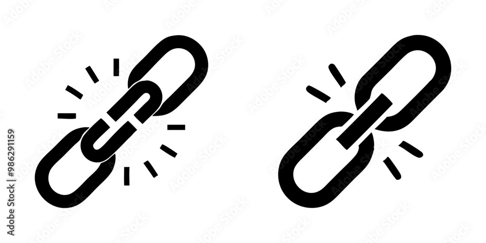 Simple flat outline vector illustration of chain link hyperlink web icon, black and white, isolated on white background. Link sign Simple flat outline vector illustration of chain link hyperlink web icon, black and white, isolated on white background. Link sign