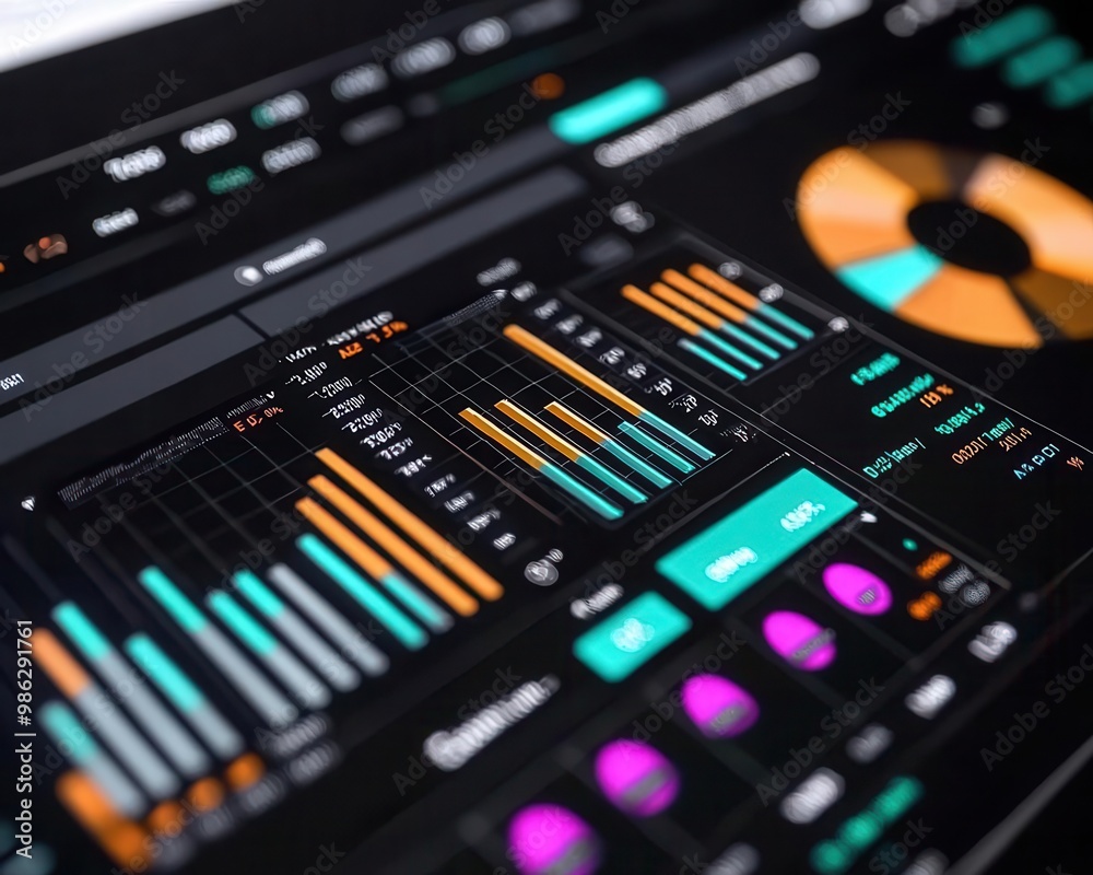 Digital financial dashboard showing project budget performance trends, performance analysis, budget tracking Digital financial dashboard showing project budget performance trends, performance analysis, budget tracking
