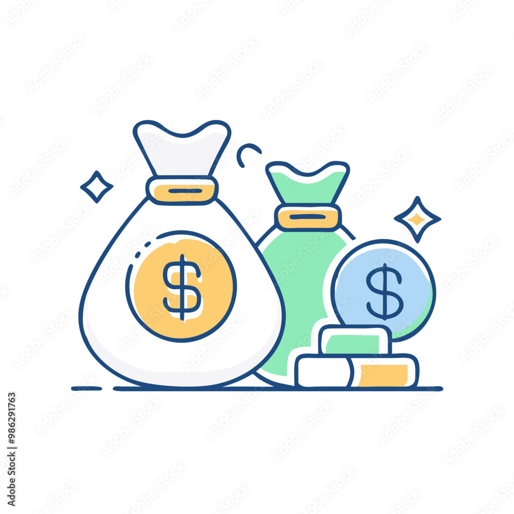 Money bag icon, symbol of wealth and finance, minimalist style Money bag icon, symbol of wealth and finance, minimalist style