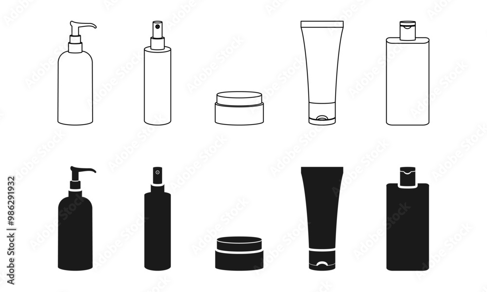 cosmetic product icon set vector illustration isolated on white background. cosmetic product icon set vector illustration isolated on white background.
