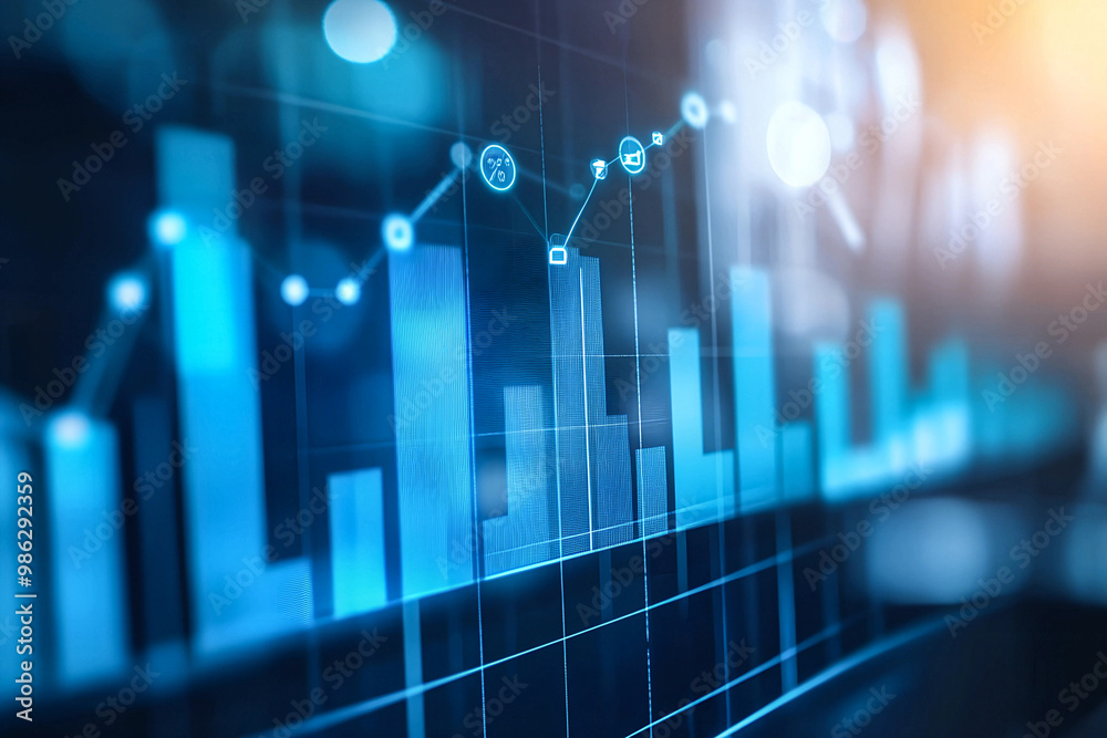 Photo blue growth graph business chart data diagram on success financial presentation background Photo blue growth graph business chart data diagram on success financial presentation background