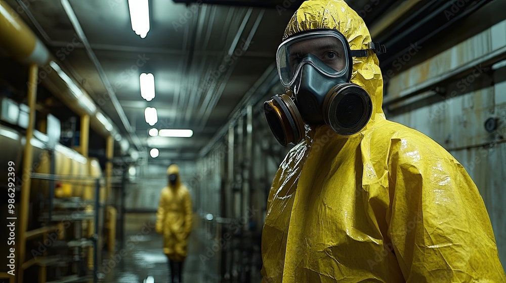 At a secret weapons factory, containment suits are mandatory for handling materials used in critical experiments.