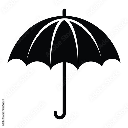 black umbrella isolated on white