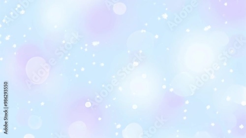 冬の夜に舞う雪片とボケ効果が交差するクリスマスのお祝い動画。生成AI