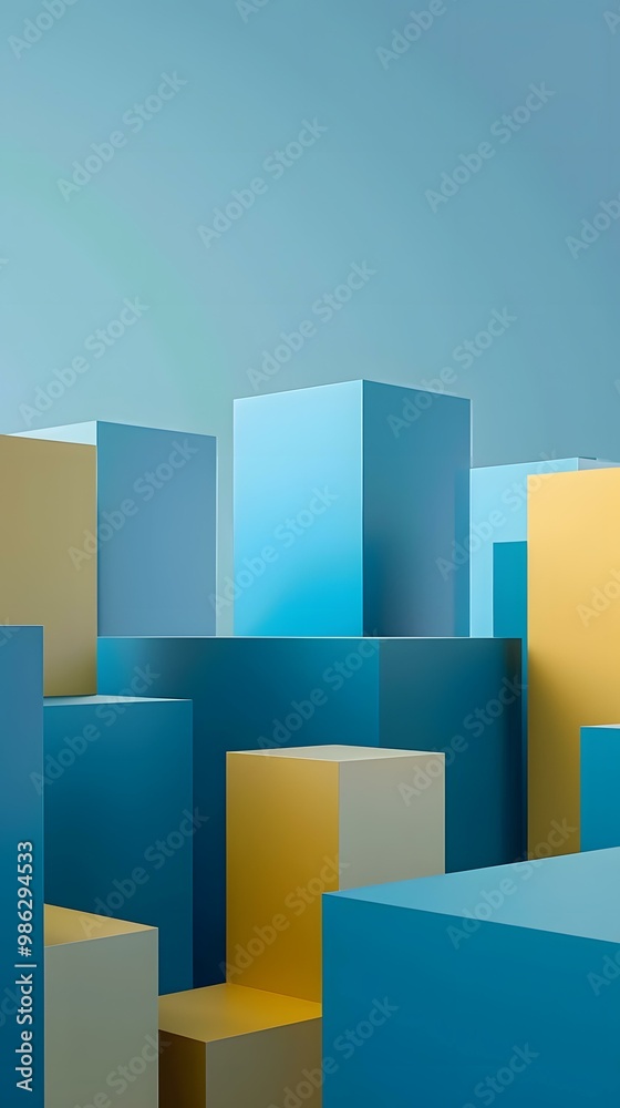 Obraz premium Abstract Background With Yellow and Blue Geometric Shapes