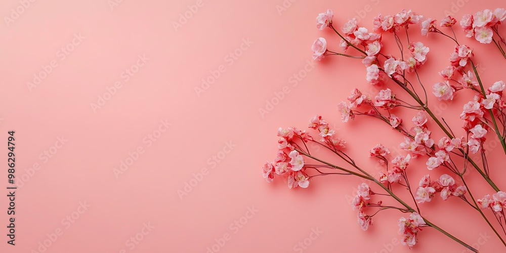 Pink Floral Background with Cherry Blossoms Pink Floral Background with Cherry Blossoms