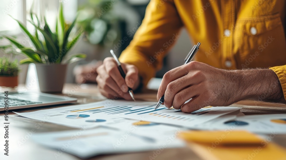 Diverse team reviewing project financials and performance indicators, project management, budget performance Diverse team reviewing project financials and performance indicators, project management, budget performance