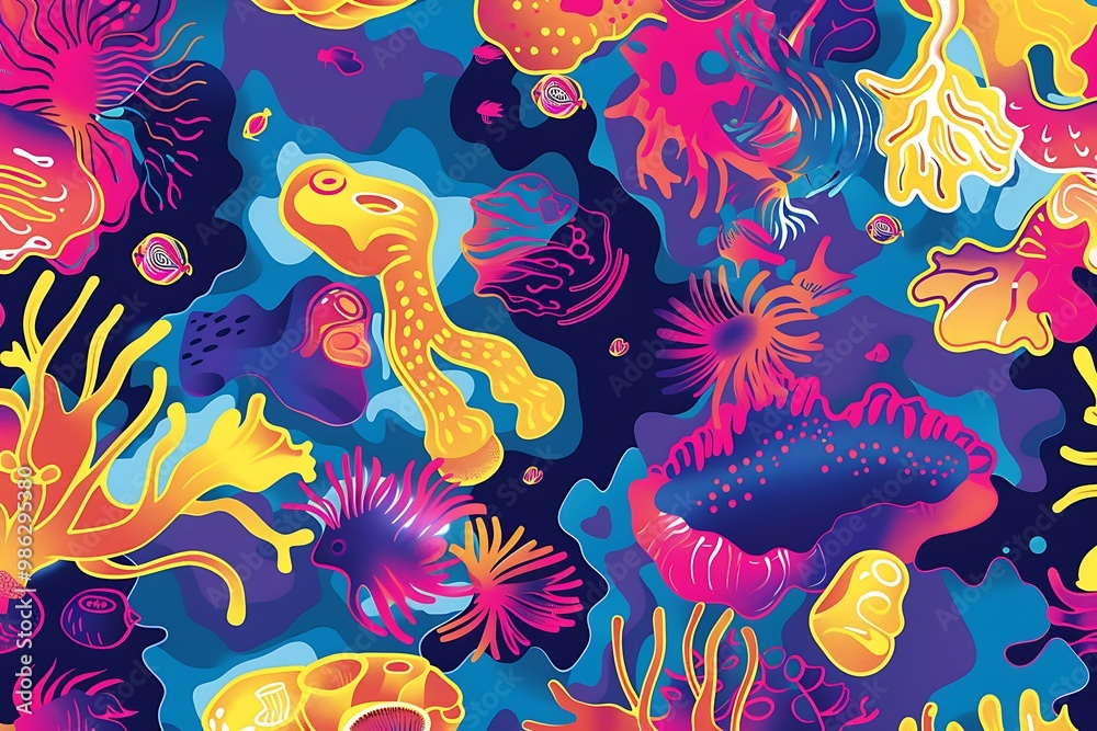 Sea Life Illustration with Vibrant Colors Sea Life Illustration with Vibrant Colors