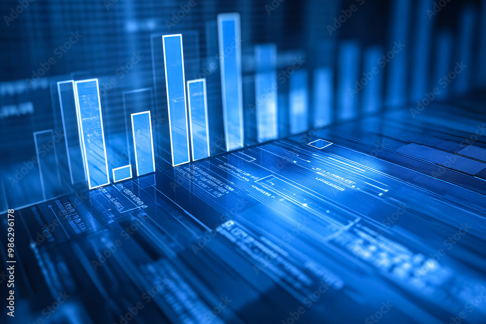Photo blue growth graph business chart data diagram on success financial presentation background Photo blue growth graph business chart data diagram on success financial presentation background