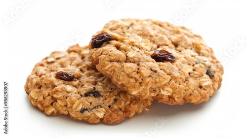 Raisin cookies closeup view isolated over white background