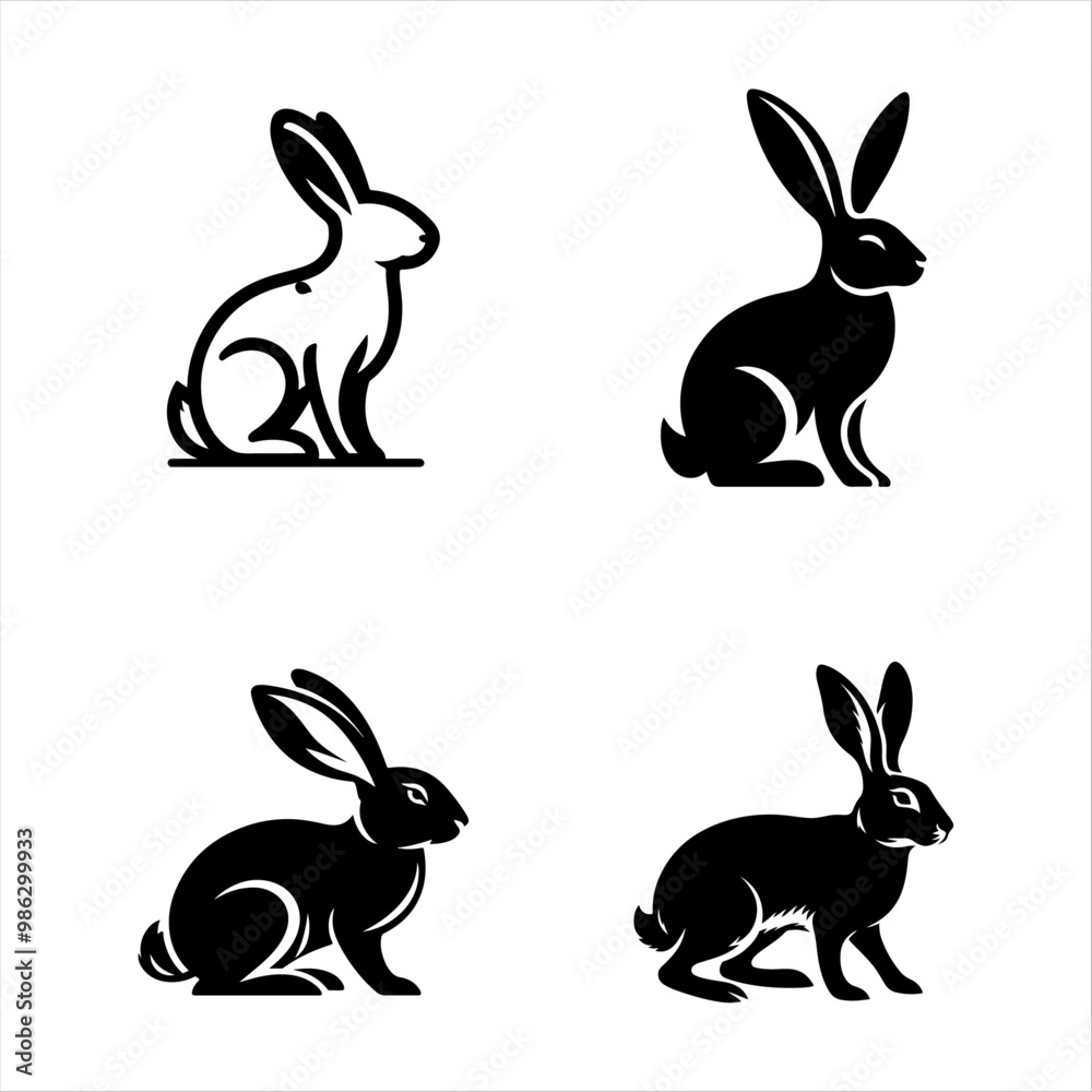 Fototapeta premium Rabbit silhouette vector