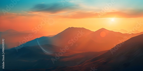 Stunning Sunset Over Mountain Ranges