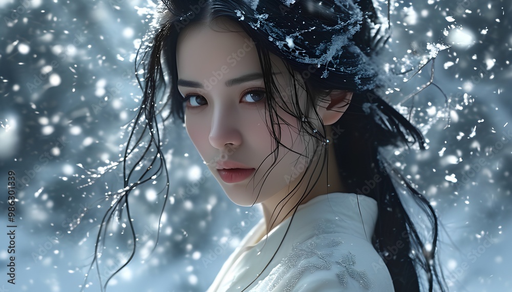 Snow Princess Design The Snow Princess embodies beauty and purity in winter. She wears a ...