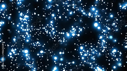 冬の夜に舞う輝きと粒子がクリスマスの夜空を彩る幻想的なアニメーション。生成AI