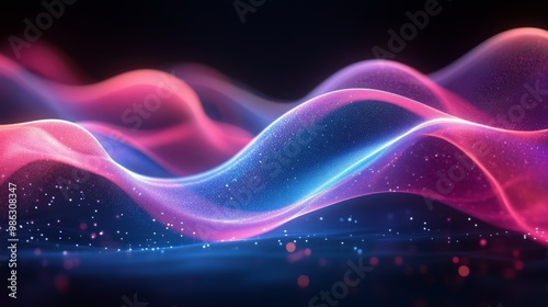 Colorful waves of light undulate gracefully against a dark background, creati...