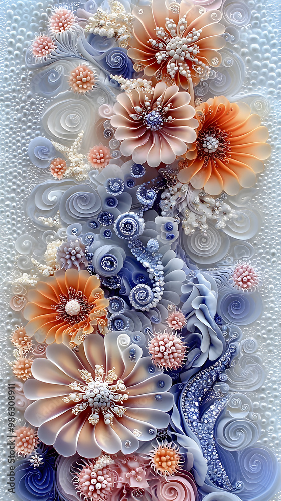 Beautiful abstract floral artwork featuring intricate designs and vibrant colors in a decorative style Beautiful abstract floral artwork featuring intricate designs and vibrant colors in a decorative style