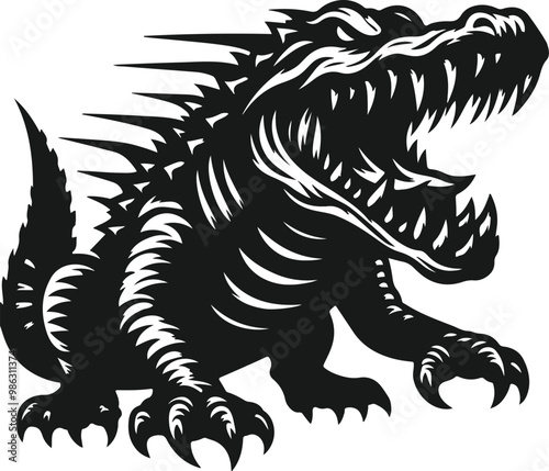 Wallpaper Mural silhouette of angry alligator vector art illustration Torontodigital.ca
