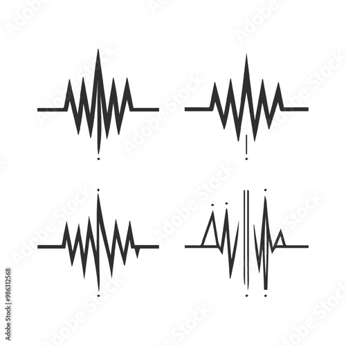 Silhouette Ecg Heartbeat Lines Collection.
