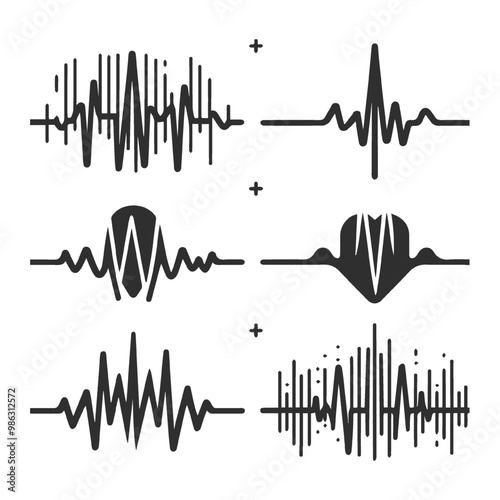 Silhouette Ecg Heartbeat Lines Collection.