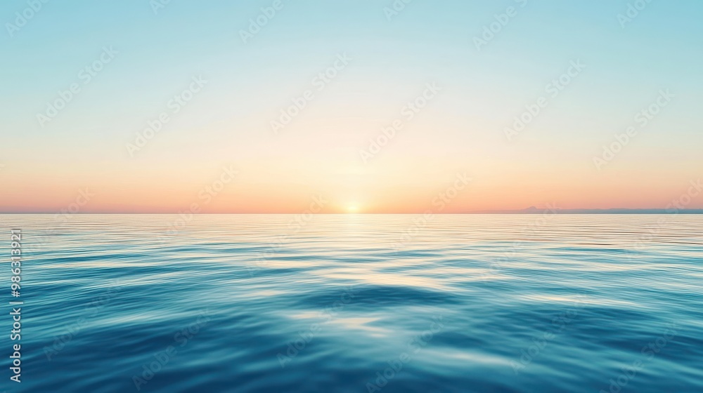 Clear blue sky with soft pastel tones blending into the horizon at sunrise Clear blue sky with soft pastel tones blending into the horizon at sunrise