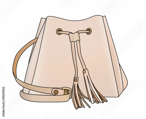 Female Totebag, Peach Pastel Large Totebag, Bags Design Isolated In White Background, Realistic Fashion Vector