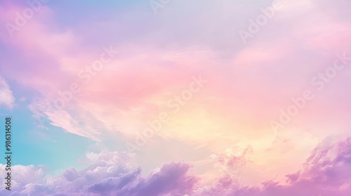Bright sky with a soft blend of light pastel colors from blue to pink at dawn