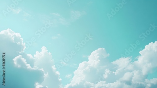 Fototapeta Naklejka Na Ścianę i Meble -  Clear and serene sky at noon, featuring light shades of baby blue with minimal clouds