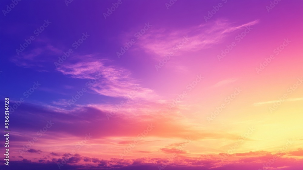 Beautiful dusk sky with a fading orange glow blending into purple and blue