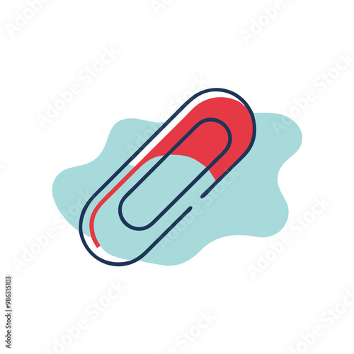 A red and blue clip with a red dot on it is placed on a blue background. The clip is designed to hold papers together, and its bright colors make it easy to spot