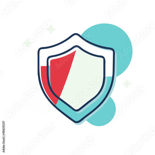 A blue and red shield with a white background. The shield is a symbol of protection and security