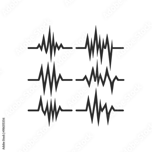 Silhouette Ecg Heartbeat Lines Collection.
