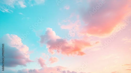 Peaceful dawn sky with light blue and soft pink hues above the horizon