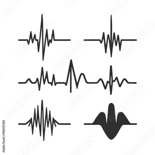 Silhouette Ecg Heartbeat Lines Collection.