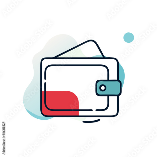A wallet with a red and white stripe on it. The wallet is a symbol of money